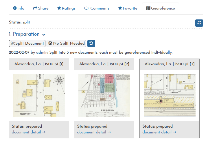 Clicking the refresh button in the tab shows us the new documents made from the split.