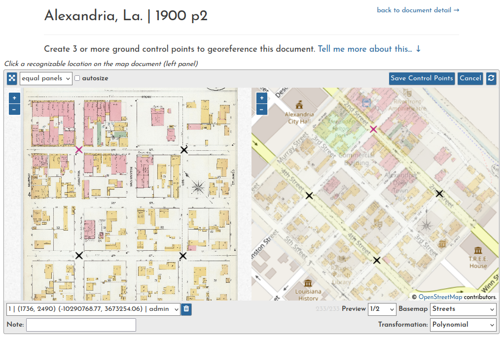 The control point is signified with an "x" symbol in each panel.