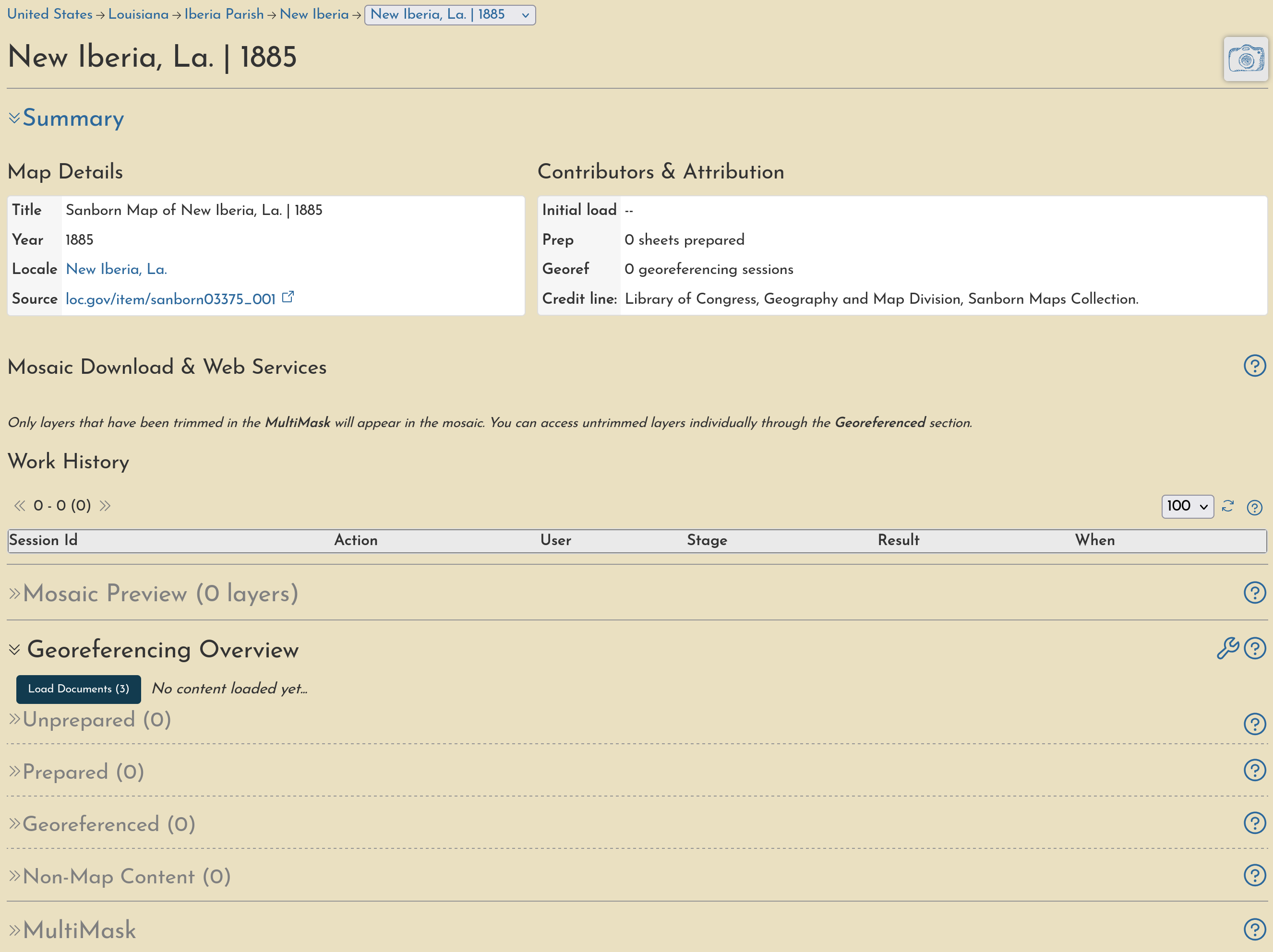 Before the documents are loaded for a map, it will be empty like this